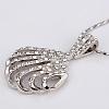 Real Platinum Plated Eco-Friendly Tin Alloy Czech Rhinestone Shell Pendant Necklaces NJEW-BB09775-4
