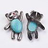 Synthetic Turquoise Brooch JEWB-K051-A12-2