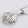 Real Platinum Plated Eco-Friendly Tin Alloy Czech Rhinestone Shell Pendant Necklaces NJEW-BB09775-2