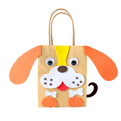 DIY Rectangle with Dog Pattern Kraft Paper Bag Making Set DIY-F079-13-1
