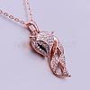 Trendy Real Rose Gold Plated Eco-Friendly Tin Alloy Czech Rhinestone Fox Pendant Necklaces For Women NJEW-BB13845-4