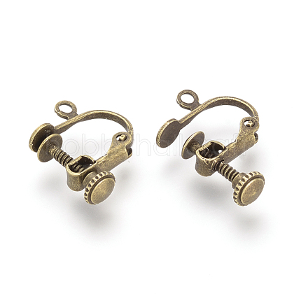 Brass Screw Clip-on Earring Setting Findings KK-S328-38AB-1